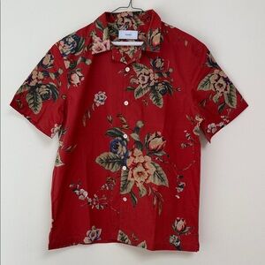 OVADIA Red Floral Men's Button Down Shirt